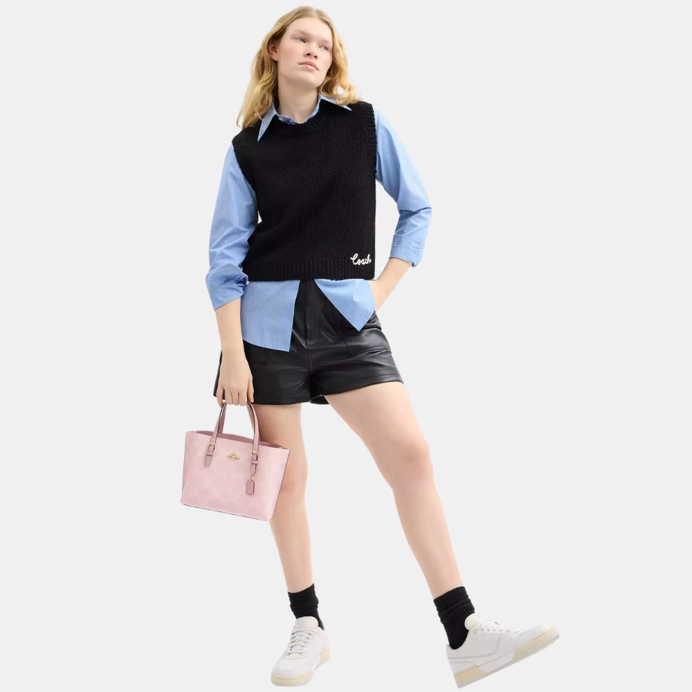 Coach Mollie Tote Bag 25 In Signature Canvas (Powder Pink)