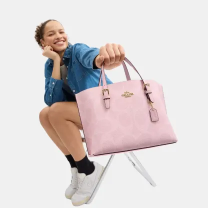 Coach Mollie Tote Bag 25 In Signature Canvas (Powder Pink)