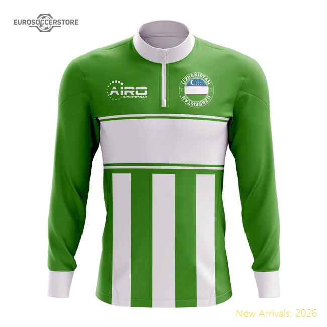 Uzbekistan Concept Half Zip Midlayer Top (Green-White) Jersey Fan Match-PitchVibe Kits