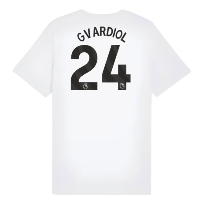 2025-2026 Man City FtblESS Tee (White) - Kids (Gvardiol 24)
