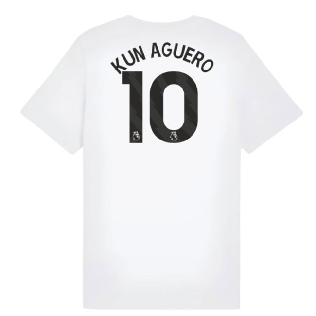 2025-2026 Man City FtblESS Tee (White) - Kids (Kun Aguero 10)