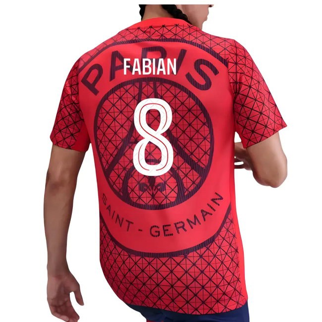 2025-2026 PSG Academy Pro Away Pre Match Shirt (Red) (Fabian 8)