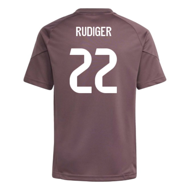 2025-2026 Real Madrid Training Jersey (Shadow Fig) - Kids (Rudiger 22)