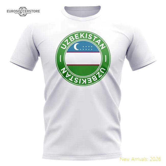 Uzbekistan Badge T-Shirt (White) Jersey Fan Match Day Apparel-PitchVibe Kits