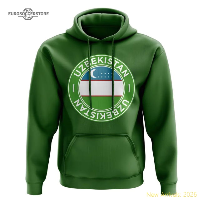 Uzbekistan Badge Hoodie (Green) Jersey Fan Match Day Apparel-PitchVibe Kits