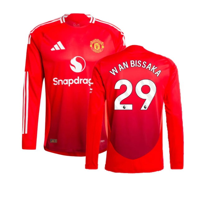2024-2025 Man Utd match-style Long Sleeve Home Shirt (Wan Bissaka 29)