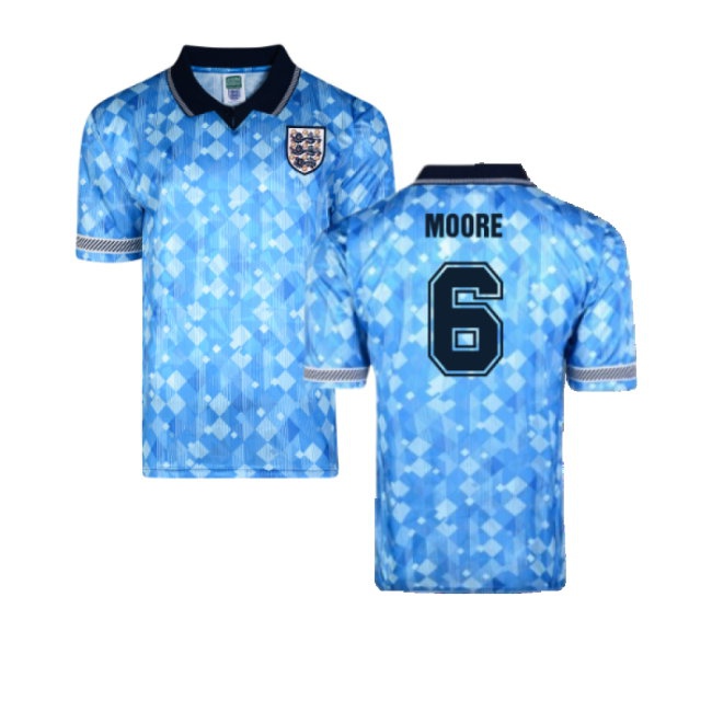 England 1990 Third World Cup Finals Retro Football Shirt (Moore 6)