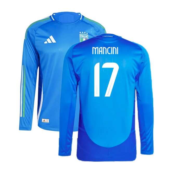 2024-2025 Italy match-style Long Sleeve Home Shirt (MANCINI 17)