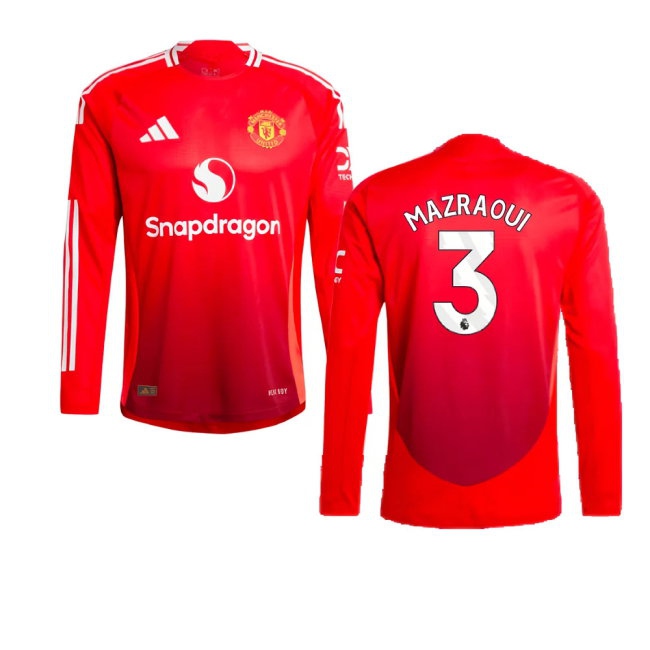 2024-2025 Man Utd match-style Long Sleeve Home Shirt (Mazraoui 3)