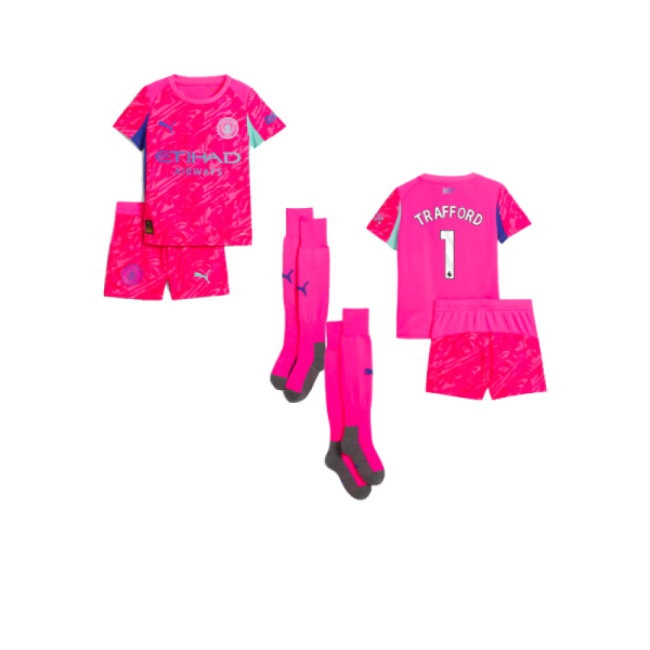 2025-2026 Man City Home Goalkeeper Mini Kit (Pink) (Trafford 1)