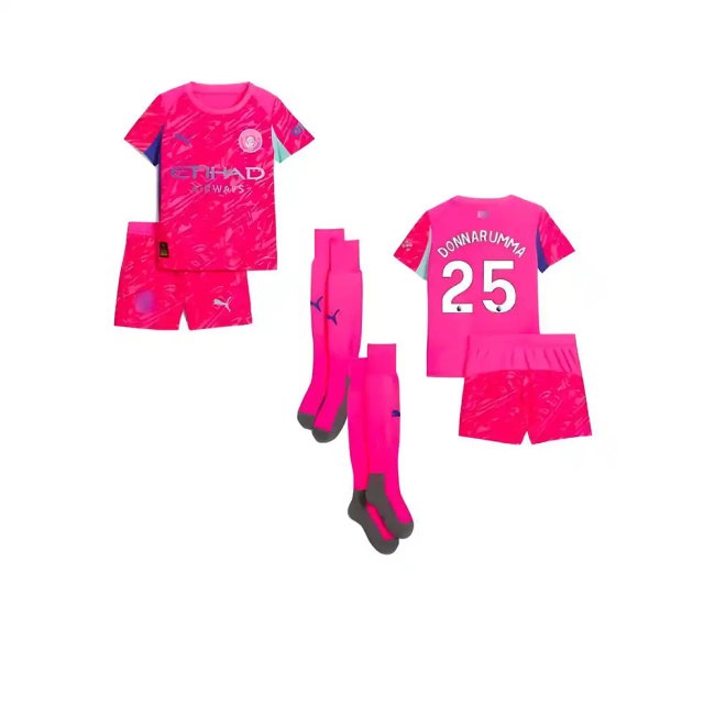 2025-2026 Man City Home Goalkeeper Mini Kit (Pink) (Donnarumma 25)