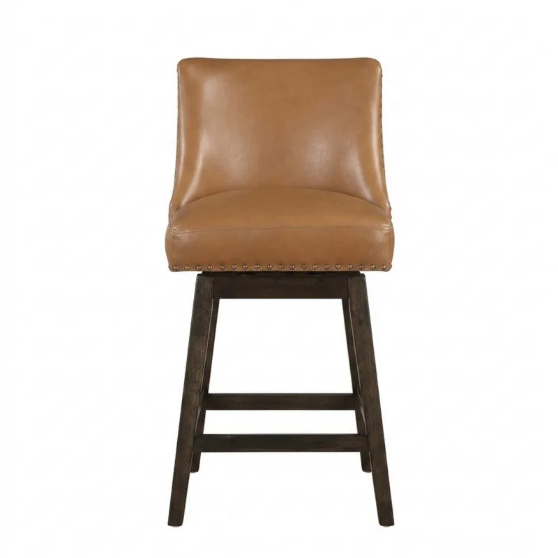 Barhocker Leder Cognac mit Eichenholzgestell