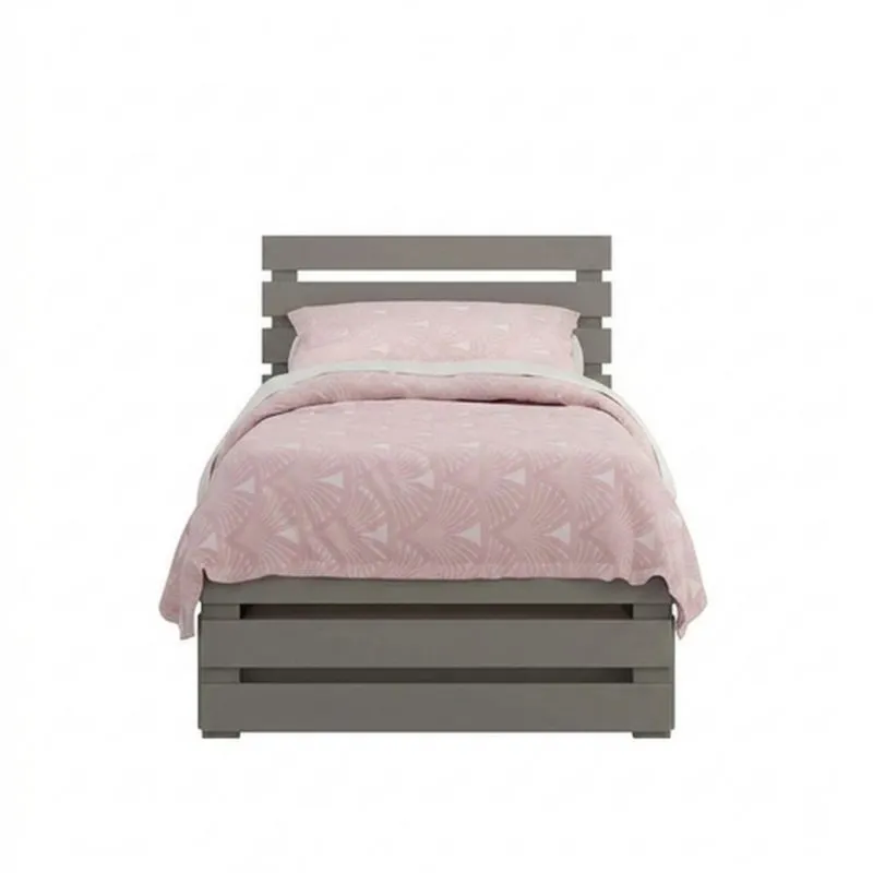 Einzelbett Massivholz Grau mit Bettwäsche