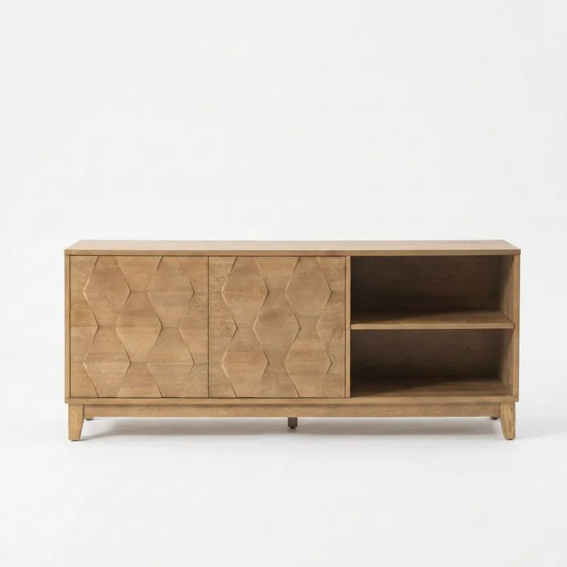 Sideboard aus Eichenholz mit geometrischen Mustertüren