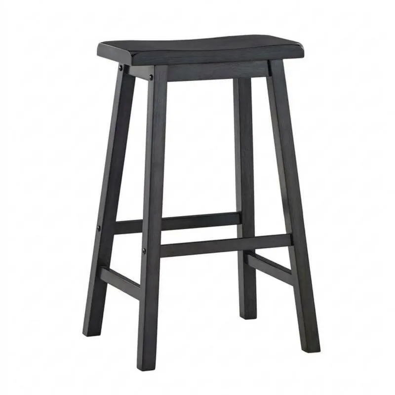 Schwarzer Barhocker aus Massivholz 74 cm