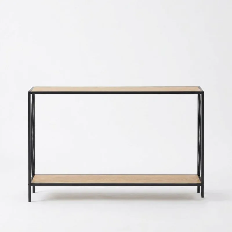 Konsolentisch aus pulverbeschichtetem Stahl mit Eichenfurnier  100 cm