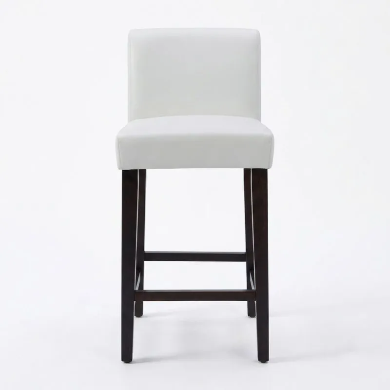 Barhocker Kunstleder Weiß Massivholz 96cm