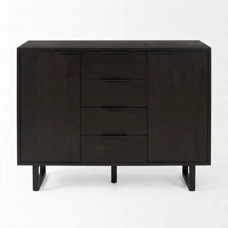 Sideboard-Schrank aus dunkelbrauner Eiche und MDF 120cm x 40cm x 85cm