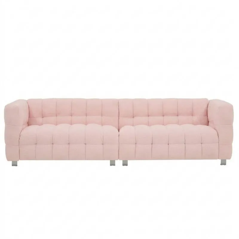 Dreisitzer-Sofa aus rosa Polyestergewebe 230cm