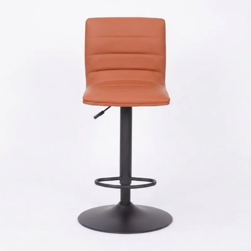 Barhocker aus Stahl und PU-Leder, schwarz/braun
