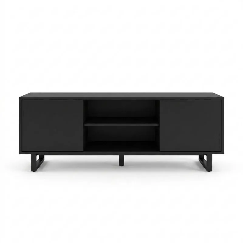 Schwarzer TV-Schrank aus Stahl 140x35x40cm