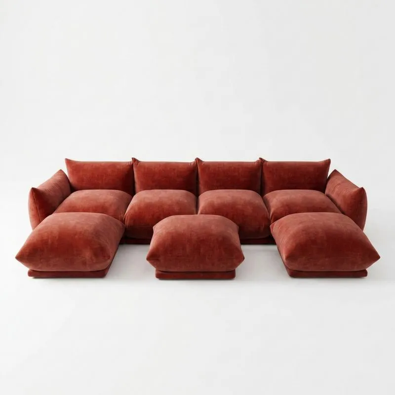 Modulares Sofa Samt Rot