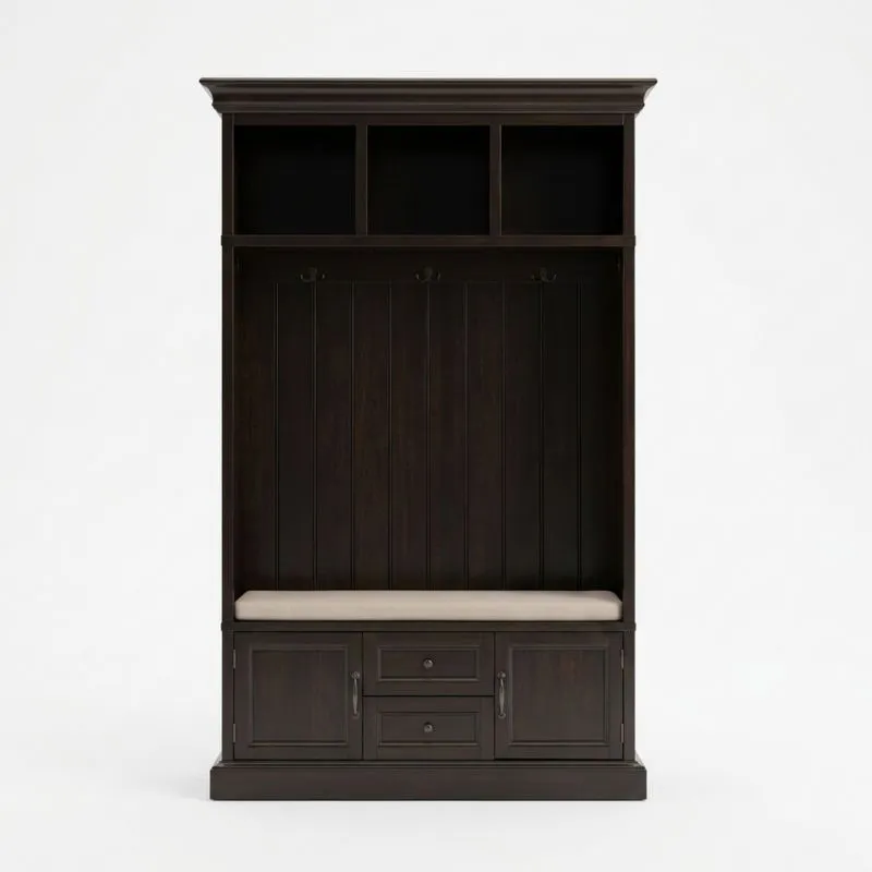 Flurgarderobe Massivholz Dunkelbraun mit Baumwollpolster