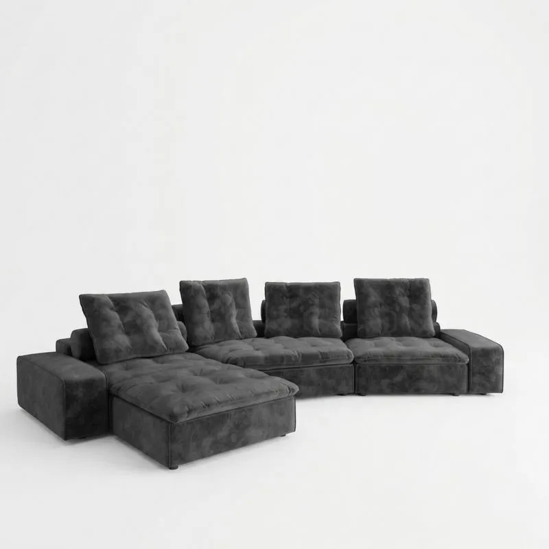 Modulares Ecksofa Dunkelgrau Mikrofaser