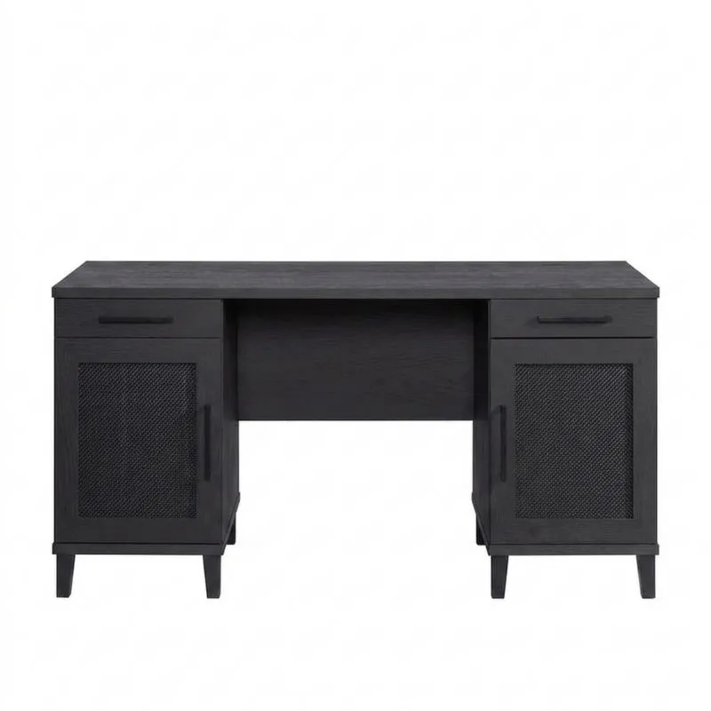 Schreibtisch aus schwarzer Eichenfaserplatte und Stahl 150x60x75cm