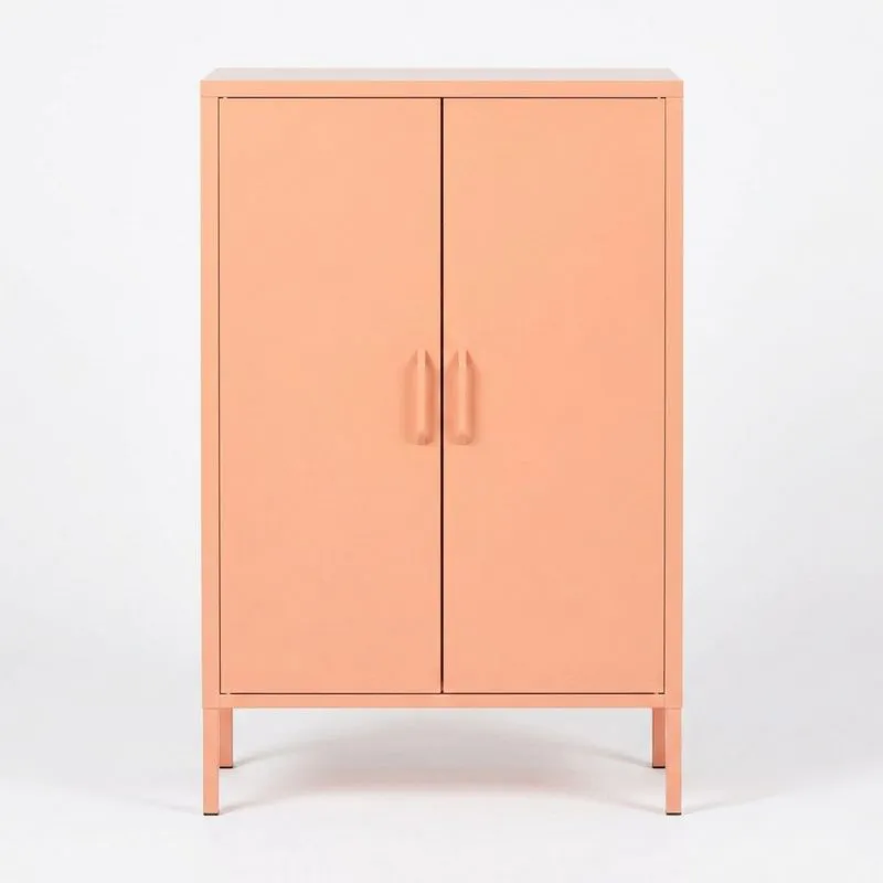 Doppeltüriger Stahlschrank in Korallenfarbe 140x80x40cm