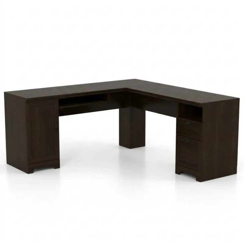 MDF-Eckschreibtisch in L-Form, dunkelbraun 180cm x 150cm x 75cm