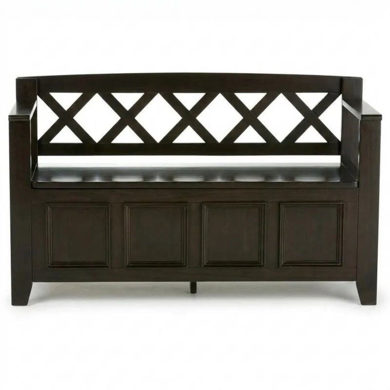 Dunkelbraune Massivholzbank 120x55x90 cm