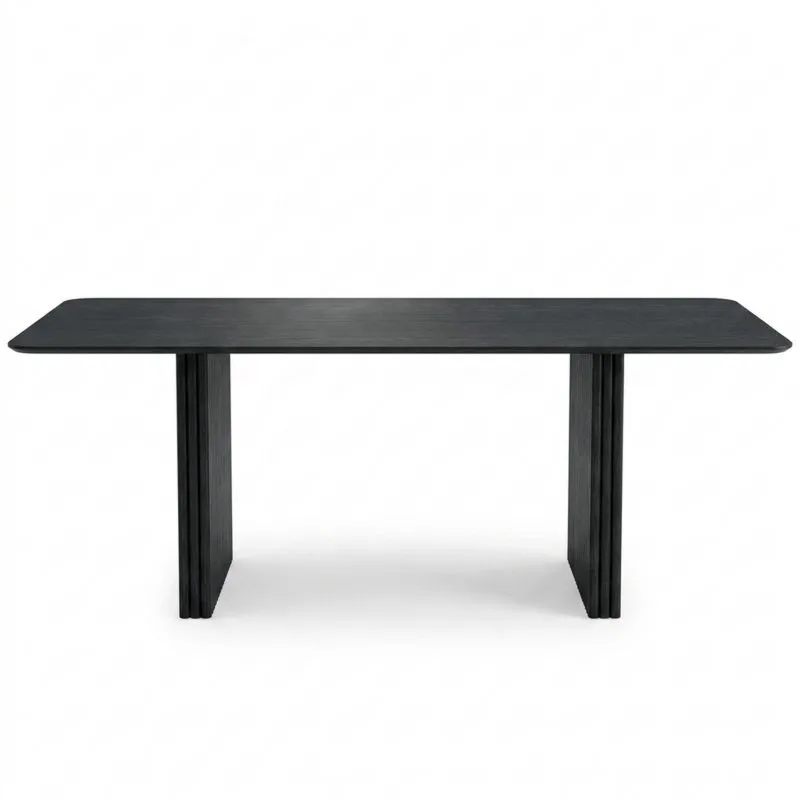 Rechteckiger Esstisch Schwarz Eichenfurnier 160cm x 90cm x 75cm