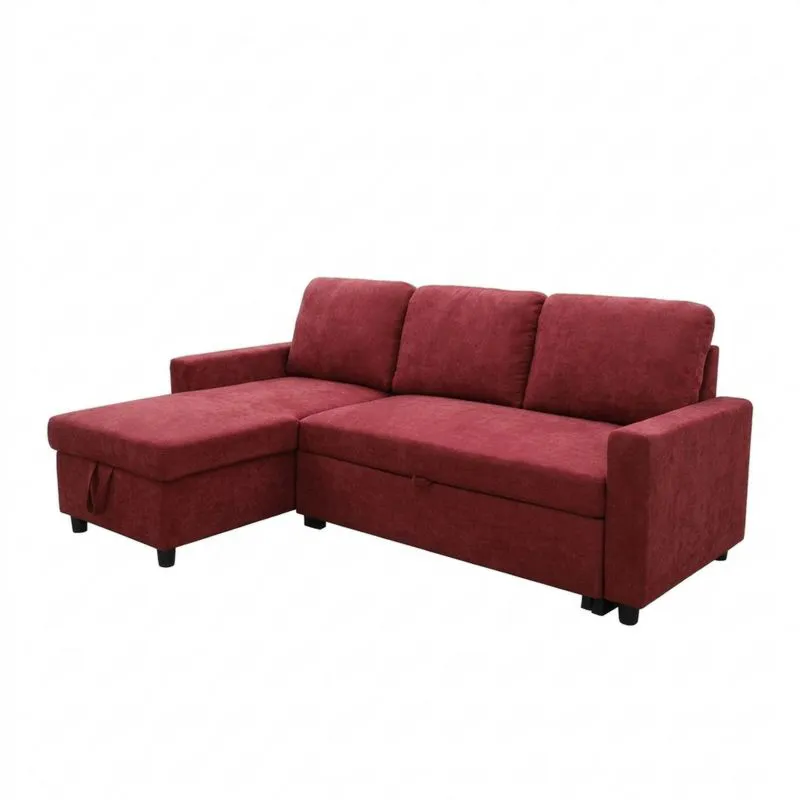 Ecksofa mit Schlaffunktion Polyester Rot