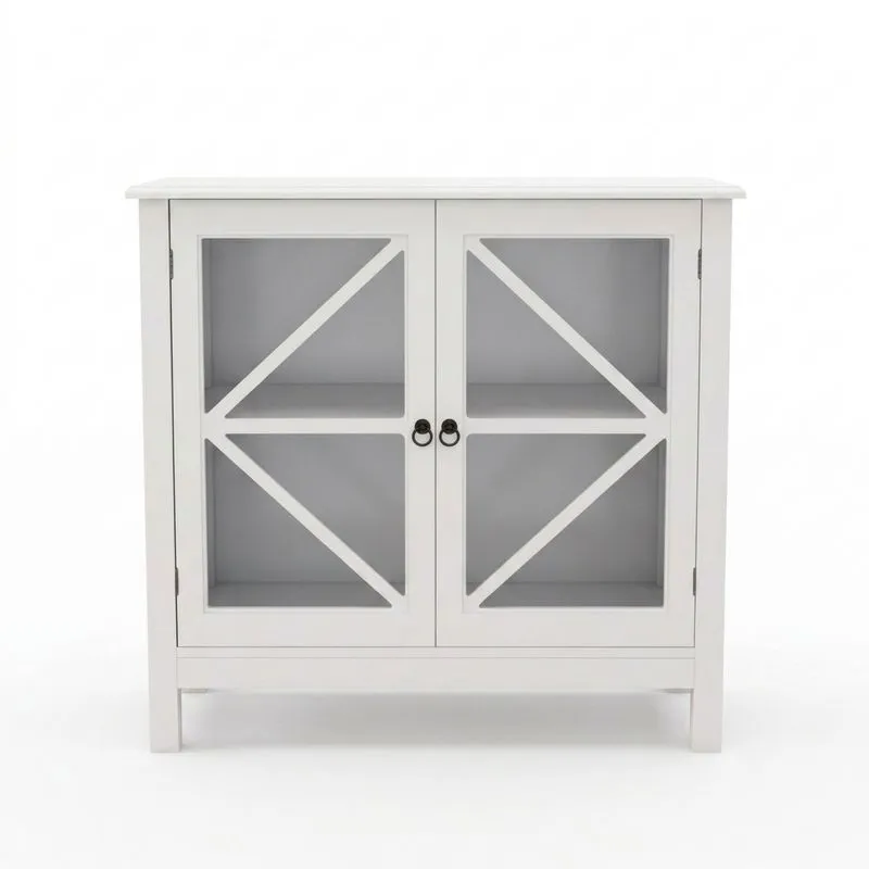 Vitrine aus weißem Massivholz mit Glastür  80x35x90cm