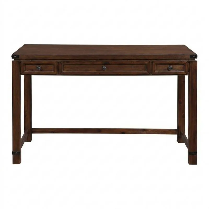 Schreibtisch aus Kiefernholz mit Schubladen 140x70x75 cm Dunkelbraun