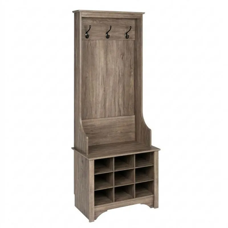 Kleiderschrank und Schuhregal aus brauner Eiche mit Haken