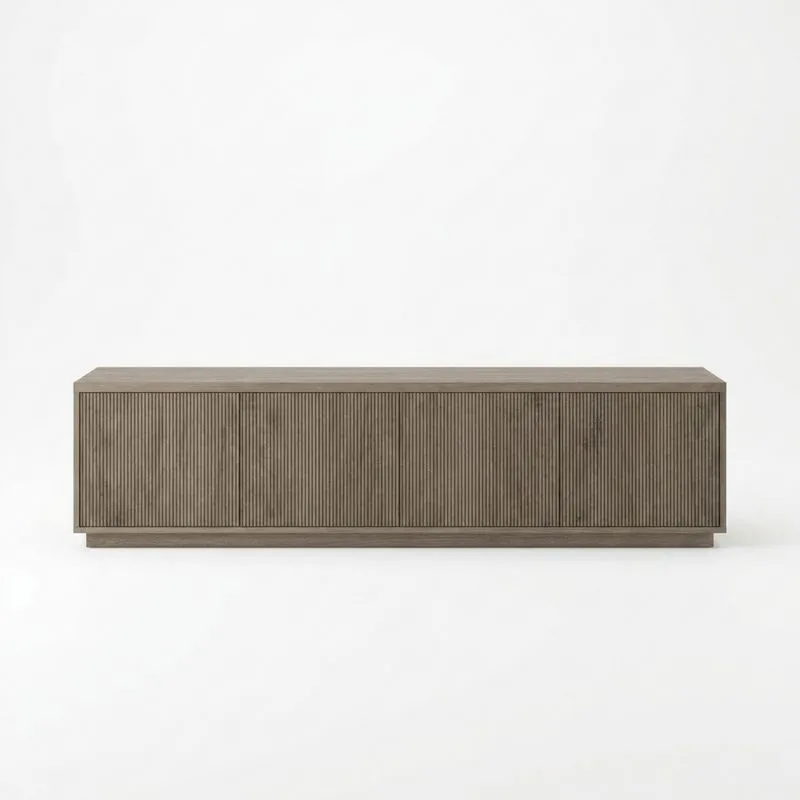 TV-Lowboard aus Eichenholz, 240x50x60cm, Braun
