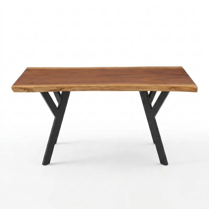 Esstisch aus Akazienholz mit pulverbeschichteten Stahlbeinen 180x90 cm