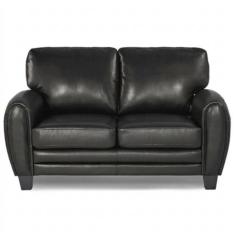 2-Sitzer Sofa Leder Schwarz
