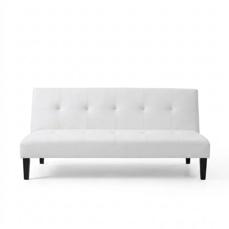 3-Sitzer Schlafsofa Kunstleder Weiß