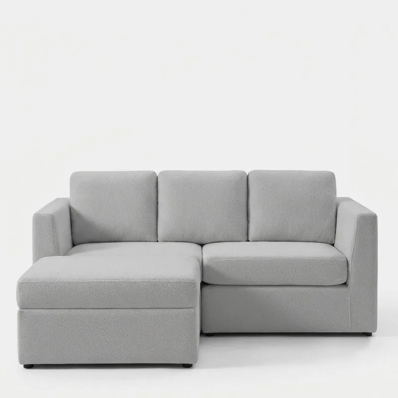 Ecksofa Grau Polyestergewebe 260cm L-Form
