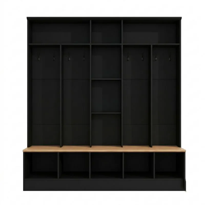 Garderobenständer-Set aus schwarzer Eiche 200x240x40 cm