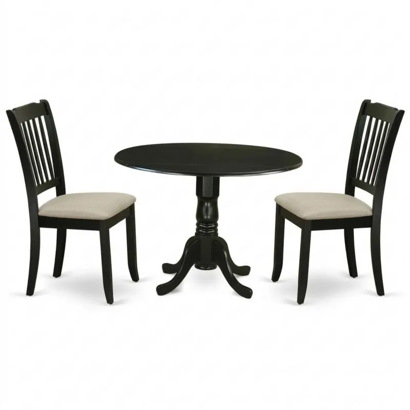 Rundes Esszimmer-Set aus schwarzer Eiche