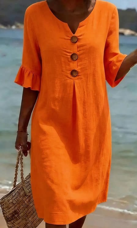 Damen Blumenprint-Kleid aus Leinenmischung