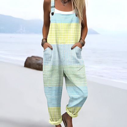 Bedruckte Loose-Overalls | Lässiger ärmelloser Damen-Jumpsuit