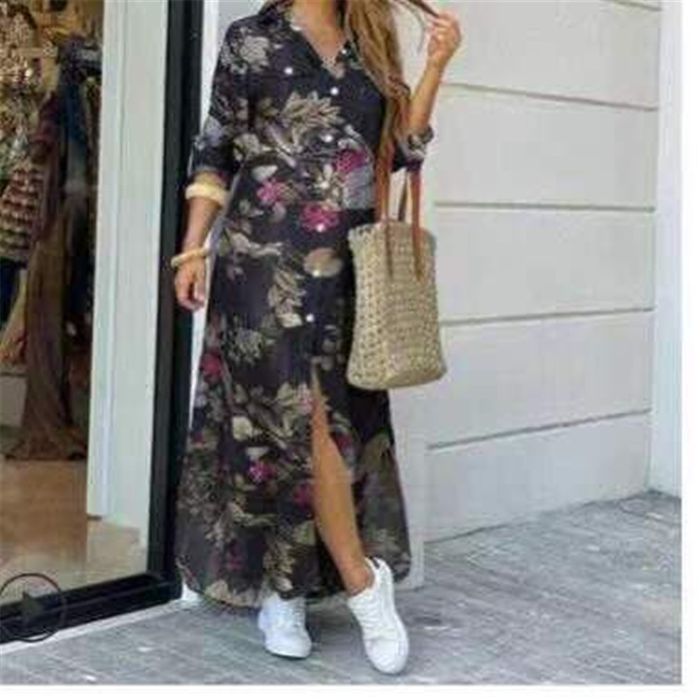 Einreihiges, locker sitzendes Kleid mit Kragen