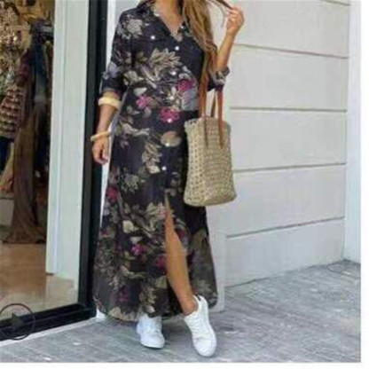 Einreihiges, locker sitzendes Kleid mit Kragen