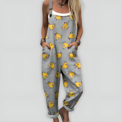 Bedruckte Loose-Overalls | Lässiger ärmelloser Damen-Jumpsuit