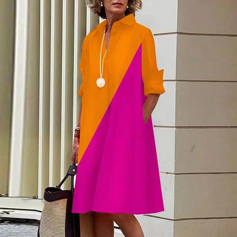 lässiges und elegantes Cardigan-Kleid im Color-Blocking-Stil